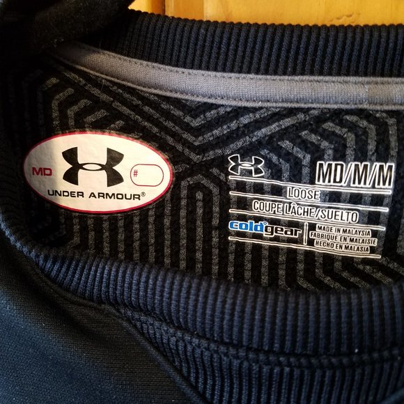Under Armour Coldgear Infrared crew neck sweatshirt, Medium, Black, Front Pocket - Picture 3 of 9